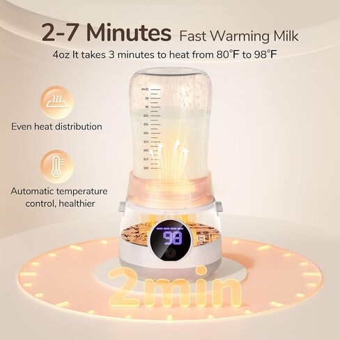 Bottle Warmer, Portable Bottle Warmer for travel with Glass Bottle, Rechargeable Bottle Warmer On The Go with Accurate Temperature Control for Breastmilk formula in Saudi Arabia