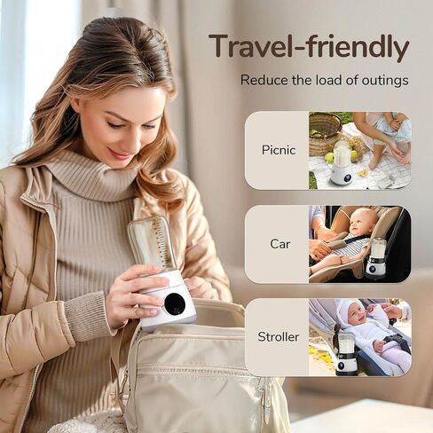 Bottle Warmer, Portable Bottle Warmer for travel with Glass Bottle, Rechargeable Bottle Warmer On The Go with Accurate Temperature Control for Breastmilk formula in Saudi Arabia