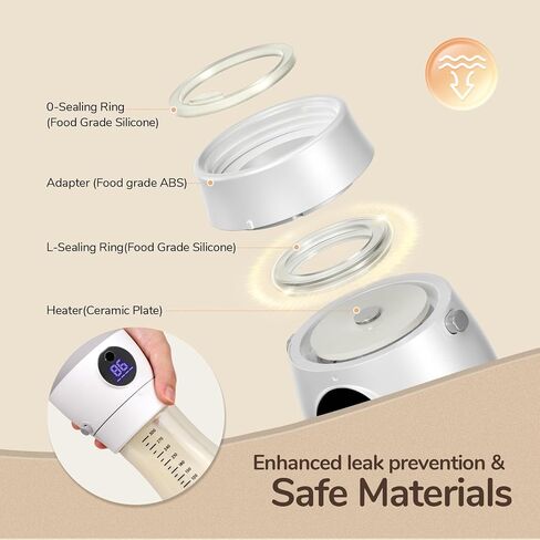 Bottle Warmer, Portable Bottle Warmer for travel with Glass Bottle, Rechargeable Bottle Warmer On The Go with Accurate Temperature Control for Breastmilk formula in Saudi Arabia