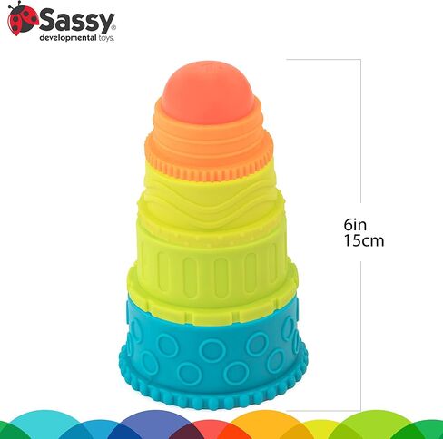 أكواب Sassy Eco Stack n 'Nest | مصنوع باللون الأخضر باستخدام البلاستيك النباتي | 6+ أشهر in Kuwait