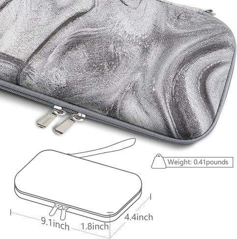 playvital Carrying Case for Nintendo Switch Lite, Portable Pouch Storage Handbag Travel Bag Protective Hard Case for Switch Console w/Thumb Grip Caps & 10 Game Card Slots - Silver Swirl in Saudi Arabia