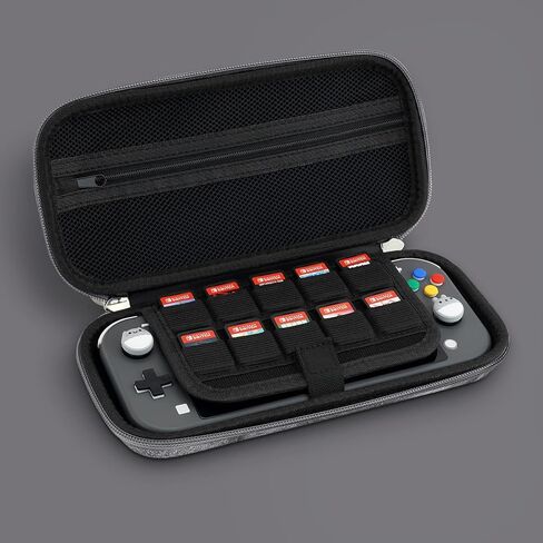 playvital Carrying Case for Nintendo Switch Lite, Portable Pouch Storage Handbag Travel Bag Protective Hard Case for Switch Console w/Thumb Grip Caps & 10 Game Card Slots - Silver Swirl in Saudi Arabia
