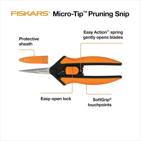 Fiskars Micro-Tip Pruning Snips Garden Clippers - Plant Cutting Scissors with Sharp Precision-Ground Non-Stick Blade - 2-Count in Saudi Arabia