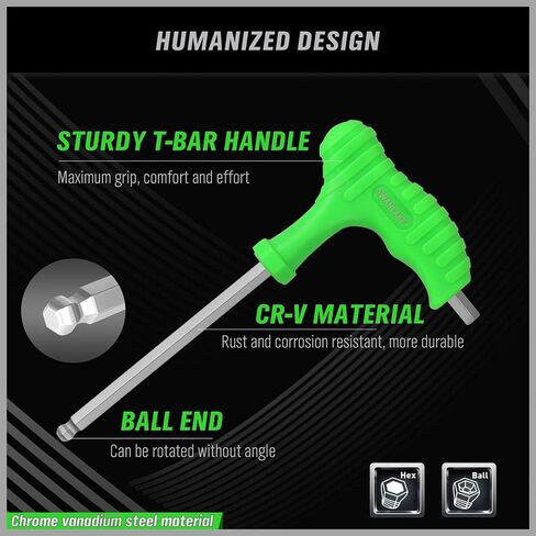 مجموعة مفاتيح ألين بمقبض على شكل حرف T مكونة من 18 قطعة من SWANLAKE، مجموعة مفاتيح ربط سداسية ذات ذراع طويل بذراع طويلة/مترية، مم (1.5 مم - 10 مم) SAE (1/16 بوصة - 3/8 بوصة) in Kuwait