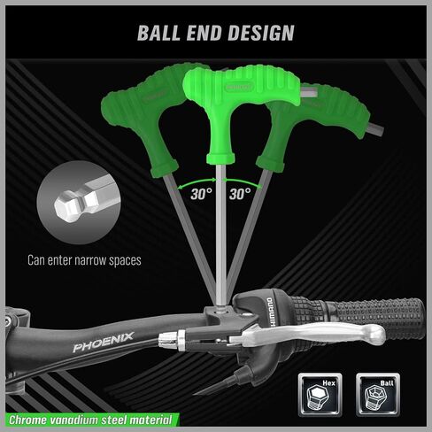 مجموعة مفاتيح ألين بمقبض على شكل حرف T مكونة من 18 قطعة من SWANLAKE، مجموعة مفاتيح ربط سداسية ذات ذراع طويل بذراع طويلة/مترية، مم (1.5 مم - 10 مم) SAE (1/16 بوصة - 3/8 بوصة) in Kuwait