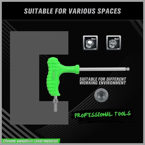 مجموعة مفاتيح ألين بمقبض على شكل حرف T مكونة من 18 قطعة من SWANLAKE، مجموعة مفاتيح ربط سداسية ذات ذراع طويل بذراع طويلة/مترية، مم (1.5 مم - 10 مم) SAE (1/16 بوصة - 3/8 بوصة) in Kuwait