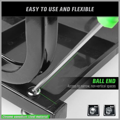 مجموعة مفاتيح ألين بمقبض على شكل حرف T مكونة من 18 قطعة من SWANLAKE، مجموعة مفاتيح ربط سداسية ذات ذراع طويل بذراع طويلة/مترية، مم (1.5 مم - 10 مم) SAE (1/16 بوصة - 3/8 بوصة) in Kuwait