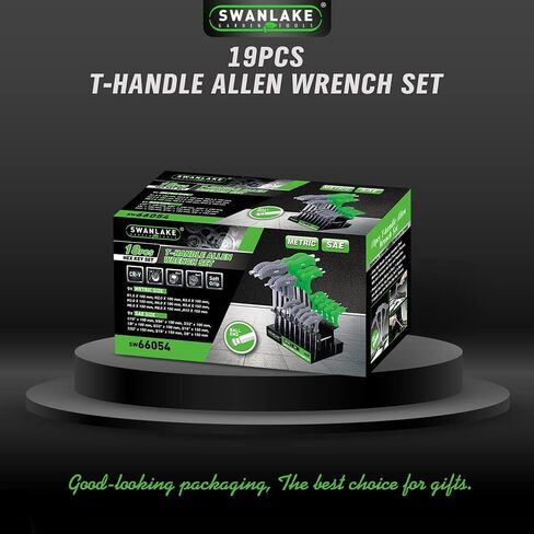 مجموعة مفاتيح ألين بمقبض على شكل حرف T مكونة من 18 قطعة من SWANLAKE، مجموعة مفاتيح ربط سداسية ذات ذراع طويل بذراع طويلة/مترية، مم (1.5 مم - 10 مم) SAE (1/16 بوصة - 3/8 بوصة) in Kuwait