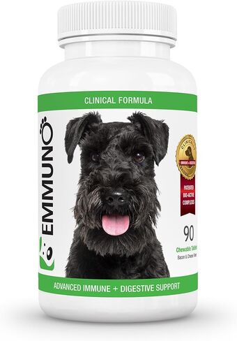 Emmuno Canine - Patented Digestive, Immune, Skin & Coat Health Supplement for Dogs - All Natural Lactoferrin, Probiotics, Prebiotics, Enzymes, Omega 3 Fish Oil and More - 90 Chewable Tablets in Saudi Arabia