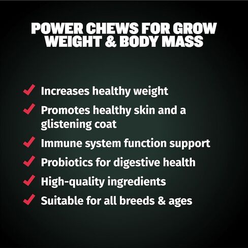 Bully Max Dog Weight Gainer Soft Chews for Puppies and Adults - High Calorie Dog Food Performance Supplement for Healthy Weight Gain, Immunity & Digestion - 75 Chews for All Breeds & Ages - 300g Pack in Kuwait