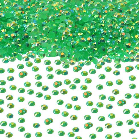 Resin Flatback Rhinestones Gemstone Beads Round Crystal Gems Diamond for Nail Art Project Bottle Cup Shoes Clothing Jewelry Card Making Craft Decoration, 2000PCS (4mm, Green AB) in Saudi Arabia