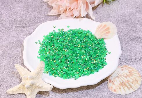 Resin Flatback Rhinestones Gemstone Beads Round Crystal Gems Diamond for Nail Art Project Bottle Cup Shoes Clothing Jewelry Card Making Craft Decoration, 2000PCS (4mm, Green AB) in Saudi Arabia