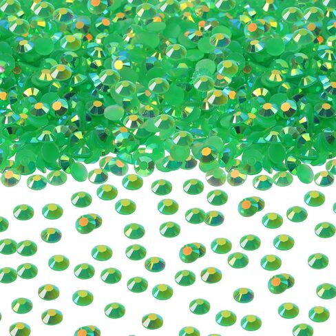 Resin Flatback Rhinestones Gemstone Beads Round Crystal Gems Diamond for Nail Art Project Bottle Cup Shoes Clothing Jewelry Card Making Craft Decoration, 2000PCS (4mm, Green AB) in Saudi Arabia