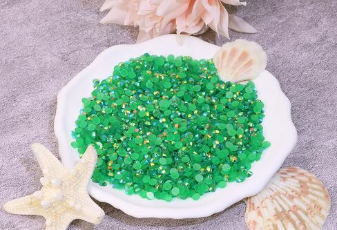 Resin Flatback Rhinestones Gemstone Beads Round Crystal Gems Diamond for Nail Art Project Bottle Cup Shoes Clothing Jewelry Card Making Craft Decoration, 2000PCS (4mm, Green AB) in Saudi Arabia