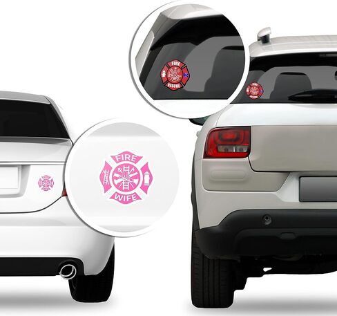White FIRE DEPT Maltese Cross Sticker (Firefighter Fireman Department Logo) in Saudi Arabia