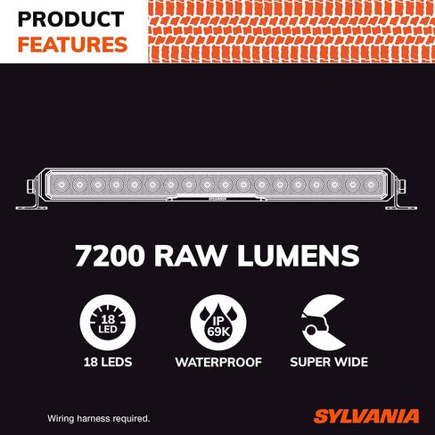 شريط إضاءة LED متين مقاس 20 بوصة من سيلفانيا | ضمان محدود مدى الحياة | ضوء الفيضانات 7200 لومن خام، ضوء عمل عالي الجودة للقيادة على الطرق الوعرة، شاحنة، قارب، جرار، ATV، UTV، SUV، 4x4 (1 قطعة) in Saudi Arabia