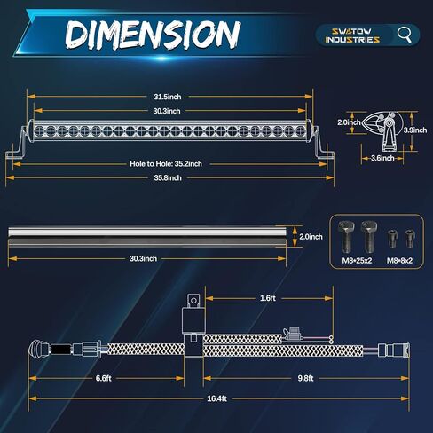 شريط إضاءة 30 بوصة، شريط إضاءة LED 168 وات 30 بوصة بصف واحد مع غطاء أسود للأسلاك، شريط ممتص للصدمات للقيادة على الطرق الوعرة لشاحنة جيب تويوتا تشيفي رام UTV in Kuwait