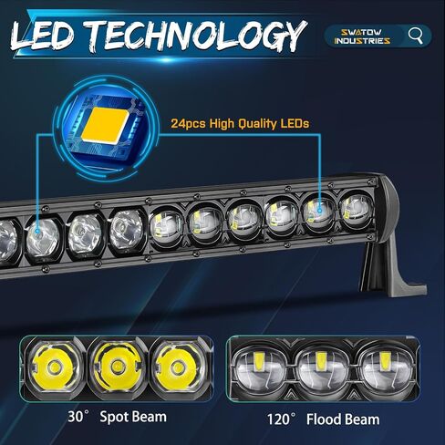 شريط إضاءة 30 بوصة، شريط إضاءة LED 168 وات 30 بوصة بصف واحد مع غطاء أسود للأسلاك، شريط ممتص للصدمات للقيادة على الطرق الوعرة لشاحنة جيب تويوتا تشيفي رام UTV in Kuwait