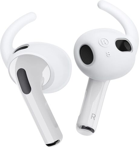 elago 4 Pairs AirPods 3 Ear Hooks Covers - [Added Storage Pouch] Comfortable and Secure Fit, Improved Sound Quality, Precise Cutout Design, Accessories Compatible with AirPods 3rd Generation (White) in Saudi Arabia