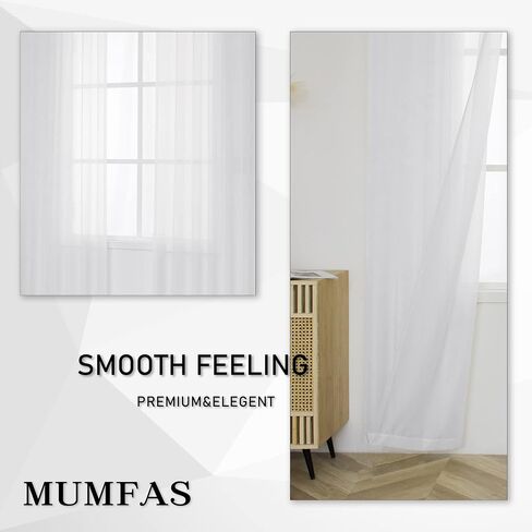 White Sheer Curtains Tab Top for Living Room Semi Sheer Privacy Curtains Light Glare Filtering for Bedroom Dining Office Window, 52 inches Wide x 63 inches Long, 2 Panels, White in Saudi Arabia