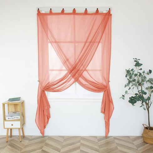 White Sheer Curtains Tab Top for Living Room Semi Sheer Privacy Curtains Light Glare Filtering for Bedroom Dining Office Window, 52 inches Wide x 63 inches Long, 2 Panels, White in Saudi Arabia