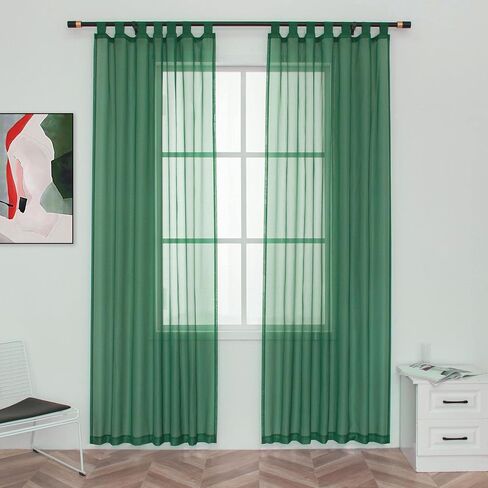 White Sheer Curtains Tab Top for Living Room Semi Sheer Privacy Curtains Light Glare Filtering for Bedroom Dining Office Window, 52 inches Wide x 63 inches Long, 2 Panels, White in Saudi Arabia