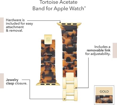 Anne Klein Women's Acetate Fashion Band for Apple Watch Secure, Adjustable, Apple Watch Band Replacement, Fits Most Wrists in Saudi Arabia