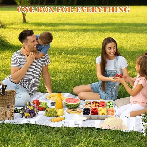 Snackle Box Container Divided Serving Tray with Lid and Handle, Portable Travel Snack Platters for Party, Fruit Organizer for Refrigerator for Candy, Fruits, Nuts, Chips… in Saudi Arabia