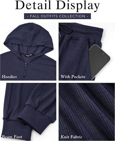 BTFBM Women's Two Piece Tracksuit Fall Long Sleeve Zip Up Hoodie Sweatshirt Long Pants Drawstring Outfits Jogger Sets in Saudi Arabia