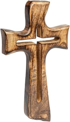 SimbaKart Christian Wooden Wall Cross, Handmade Cut Work Design, Hanging Wall Crucifix with Hand Carvings, Hanging Cross for Wall Decor, Church Hanging Ornament, Living Room Home Decor in Saudi Arabia