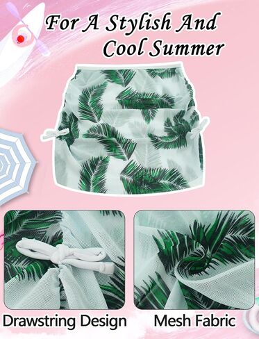 Girls 3 Piece Swimsuit Summer Hawaiian Bikini Set with Beach Cover Up Skirt Bathing Suit Swimwear 8-15 Years in Saudi Arabia