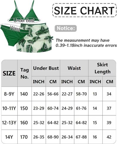 Girls 3 Piece Swimsuit Summer Hawaiian Bikini Set with Beach Cover Up Skirt Bathing Suit Swimwear 8-15 Years in Saudi Arabia
