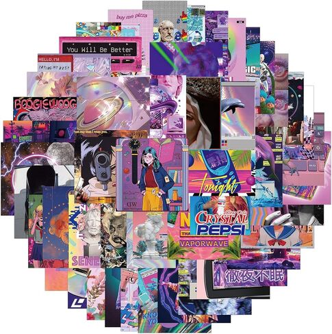 ملصقات فنية للمناظر الطبيعية Vaporwave - 50 قطعة (فن) in Kuwait