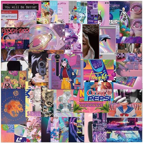 ملصقات فنية للمناظر الطبيعية Vaporwave - 50 قطعة (فن) in Kuwait