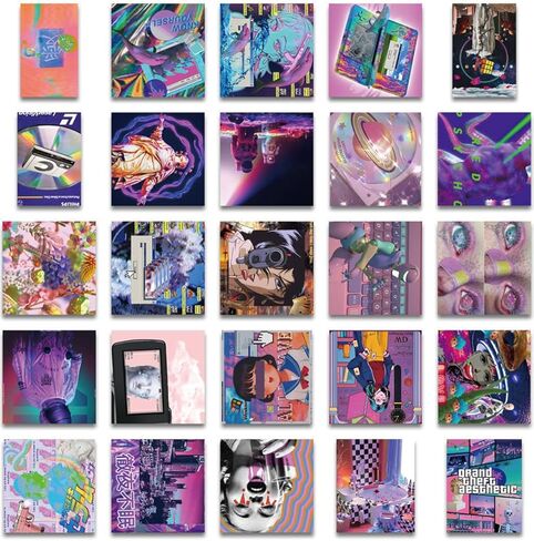 ملصقات فنية للمناظر الطبيعية Vaporwave - 50 قطعة (فن) in Kuwait