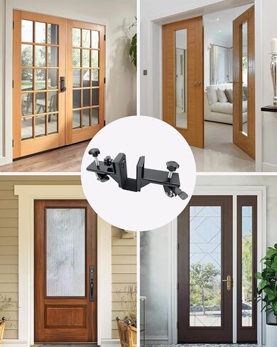 مجموعة أدوات تركيب الباب مكونة من قطعتين، أداة رفع باب قابلة للتعديل مع عجلات دوارة لأبواب ألواح معلقة مسبقًا مقاس 1.2 بوصة إلى 2.2 بوصة، بدون استخدام اليدين للتركيب السكني/التجاري باللون الأسود in Kuwait