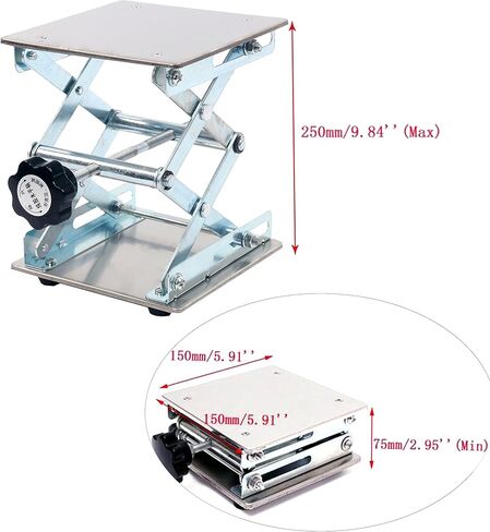جاك مقص مختبر YaeTek مقاس 6 × 6 بوصة - جاك مقص مختبر عالي التحمل - منصة من الفولاذ المقاوم للصدأ معمل حامل طاولة رفع مقص جاك مختبر (6 بوصة × 6 بوصة) in Kuwait