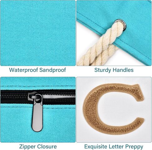 هدايا شخصية من بيكوكان للنساء، حقيبة شاطئ قماشية كبيرة أولية، حقيبة حمل كبيرة على الشاطئ، هدايا عيد ميلاد للشاطئ لأصدقائها وأمها وأختها in Kuwait
