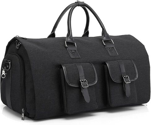 Garment Bags for Travel,Convertible Garment Bag with Shoulder Strap for Business,Shoe Compartment,Carry on Garment Duffel Bag for Men Women - 2 in 1 Hanging Suitcase Suit Travel Bag (Black) in Saudi Arabia