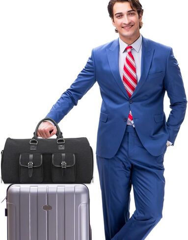 Garment Bags for Travel,Convertible Garment Bag with Shoulder Strap for Business,Shoe Compartment,Carry on Garment Duffel Bag for Men Women - 2 in 1 Hanging Suitcase Suit Travel Bag (Black) in Saudi Arabia