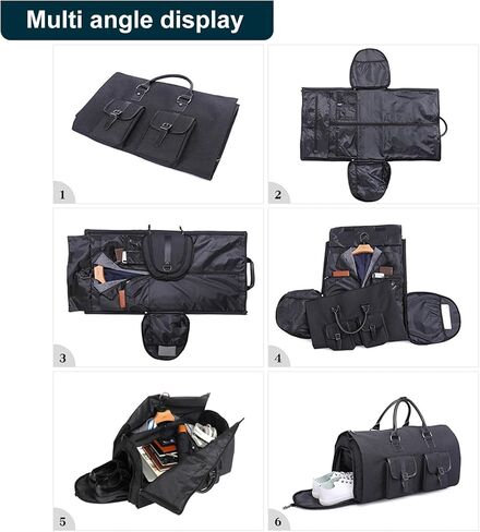 Garment Bags for Travel,Convertible Garment Bag with Shoulder Strap for Business,Shoe Compartment,Carry on Garment Duffel Bag for Men Women - 2 in 1 Hanging Suitcase Suit Travel Bag (Black) in Saudi Arabia