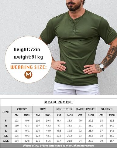 Mens Muscle Slim Henley Shirts Stretch Ribbed Casual Short Sleeve Basic T-Shirt with 3 Buttons in Saudi Arabia