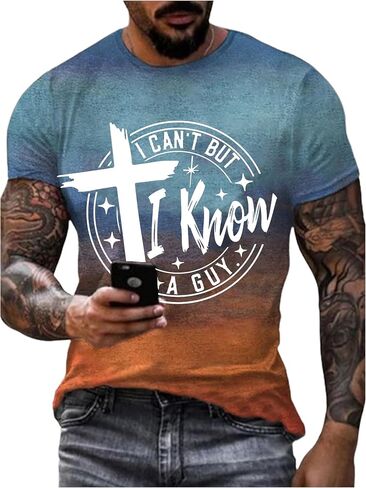 تي شيرت I Can't But I Know a Guy Jesus للرجال، تي شيرتات مسيحية مضحكة للرجال، بلايز بأكمام قصيرة، مقاس XX-Large in Kuwait