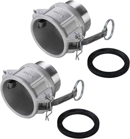 2pcs Type B 2 Inch Aluminum Cam Groove Hose Fitting 2" Plug x 2" NPT Male Camlock fittings Cam Groove Coupling Gravity Cast Cam Lock Fittings (B200) in Saudi Arabia
