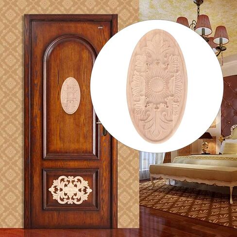 الخشب المنحوت زين البيضاوي الشكل راصعة زهرة نحت صائق غير مصبوغ زخرفة الأثاث للمنزل in Kuwait