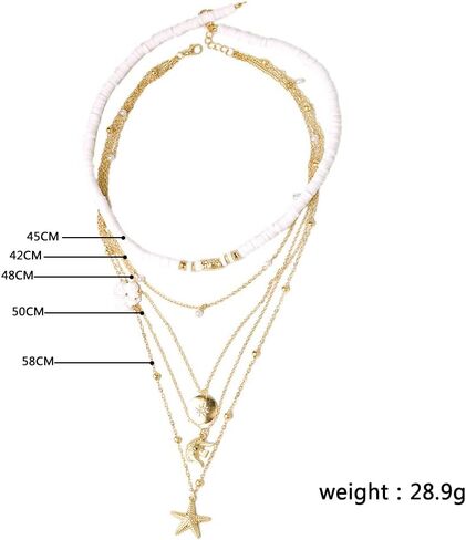 Gold Charm Shell Necklace for Women Teen Girls Hawaii Chain Necklace with Cute Dangle Shell Starfish Conch Ship Sea Ocean Pendant Adjustable Trendy Summer Stuff for Teen Girls in Saudi Arabia