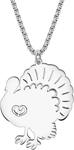 Stainless Steel Animal Turkey Necklace Pendant for Women Girls 18K Gold Silver Plated Cute Bird Holiday Necklaces Minimalist Jewelry Gifts for Thanksgiving Christmas in Saudi Arabia