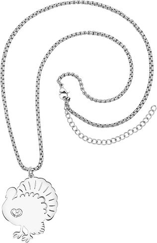 Stainless Steel Animal Turkey Necklace Pendant for Women Girls 18K Gold Silver Plated Cute Bird Holiday Necklaces Minimalist Jewelry Gifts for Thanksgiving Christmas in Saudi Arabia