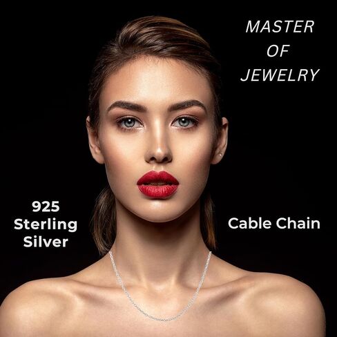 925 Sterling Silver Cable Chain Necklace - Silver Chain for Women Girls 1.1mm Cable Chain Necklace - Master Quality - Dainty and Minimalist - 14/16/18/20/22/24 Inch in Saudi Arabia