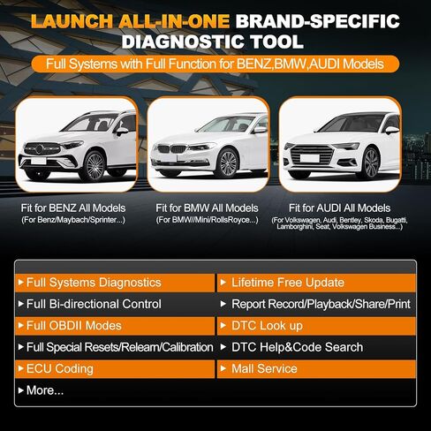 LAUNCH X431 Elite V2.0 BBA Bi-Directional OBD2 Scanner for BMW,Mercedes-Benz,Volkswagen VW Audi V.A.G Group, Full System with Full Functions, ECU Coding,Battery Register, Lifetime Update in Saudi Arabia